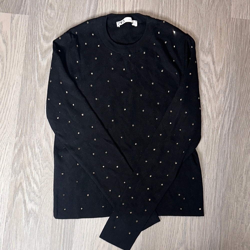 Black Sweater with Studded Accents